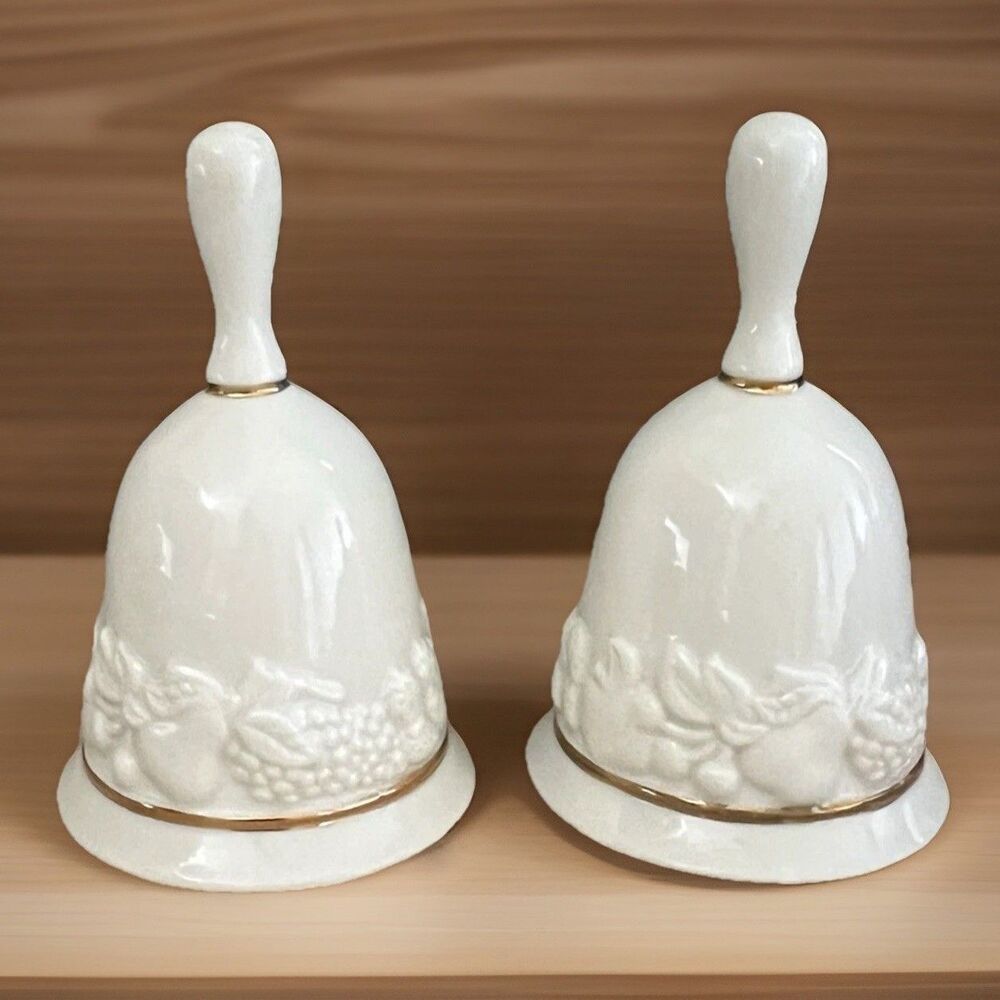 Lenox Fruit of Life Porcelain Gold Trim Dinner Bells Lot of 2